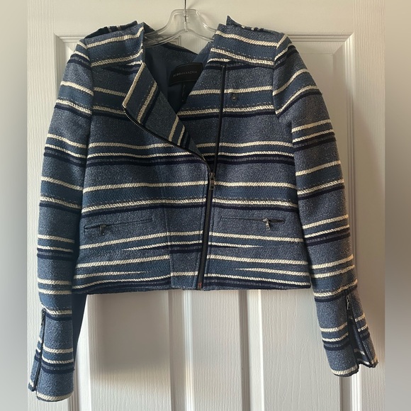BCBG MaxAzria blue stripe Moto jacket - Picture 7 of 9